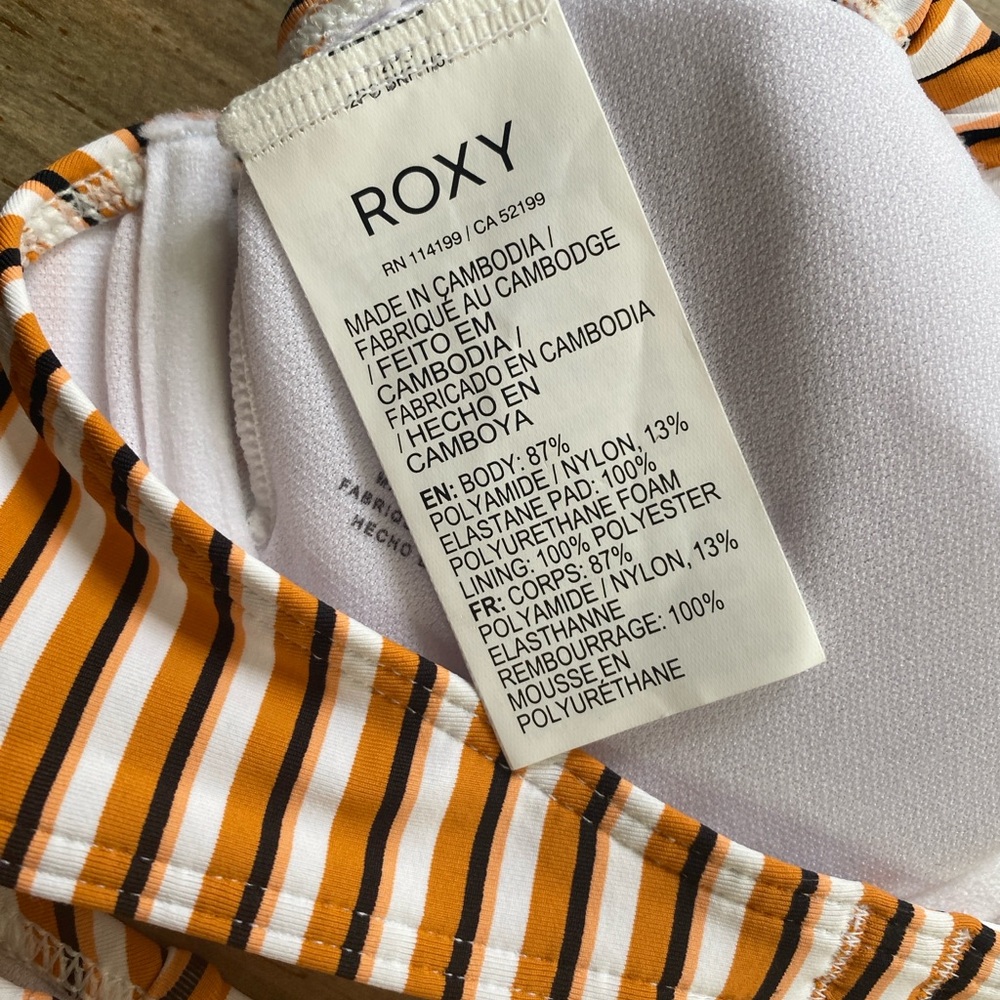 NWT Roxy Orange/White Regular Coverage Bikini Set Small - Picture 6 of 7